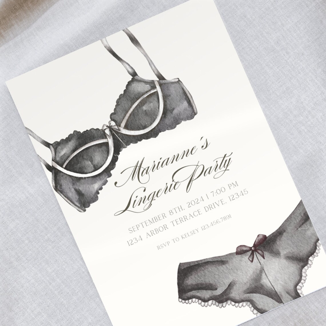Editable Lingerie Party Invitation Black Lingerie Party Template Bridal ...