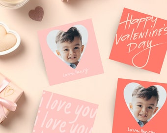 Custom Canva photo Valentines kids class preschool valentines editable valentines for class cards cute photo cards template