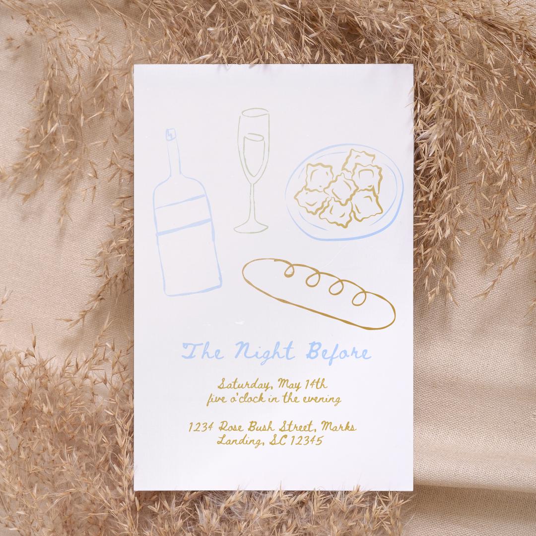 Rehearsal Dinner Invite Template, Hand Drawn Invitation, The Night Before Invitation Template, Wedding Rehearsal