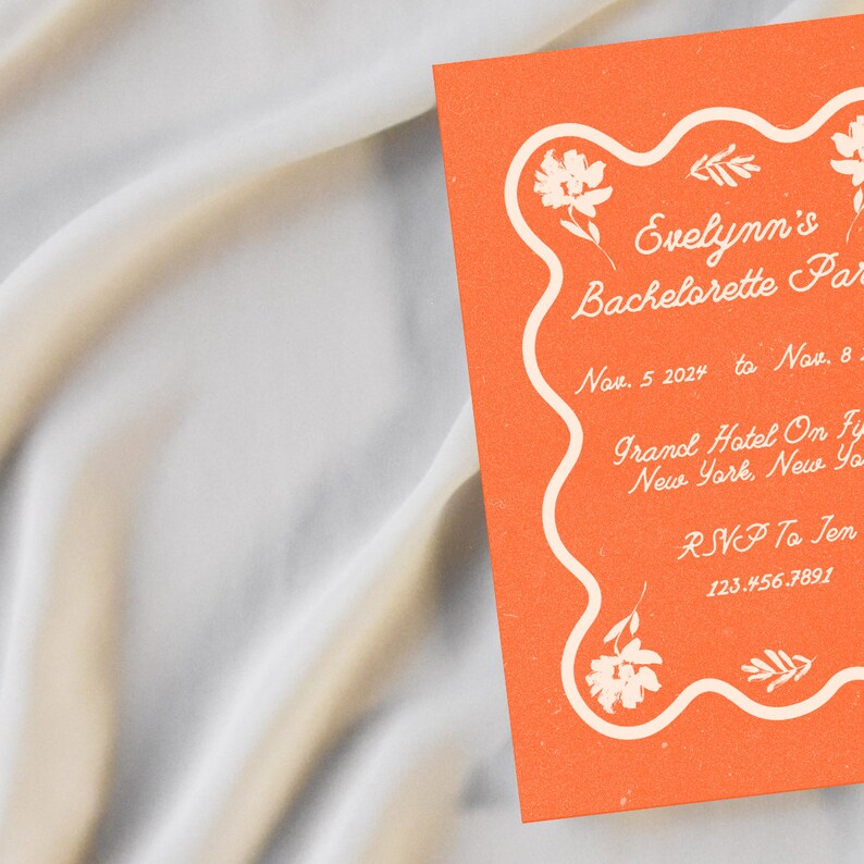 Wavy Border Bachelorette Invitation Template Bold Bachelorette Weekend Template Printable ...