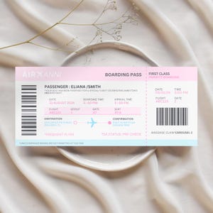 Benutzerdefinierte Flugzeug Bordkarte Einladung für Mädchen Flugzeug Geburtstagsfeier Digitales Ticket Vorlage Mädchen Luftfahrt Geburtstag Flugzeugticket
