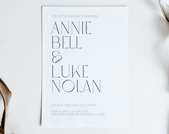 Simple Wedding Invitation and RSVP Card Template Printable Wedding Invitation Minimalist Wedding Invitation Template