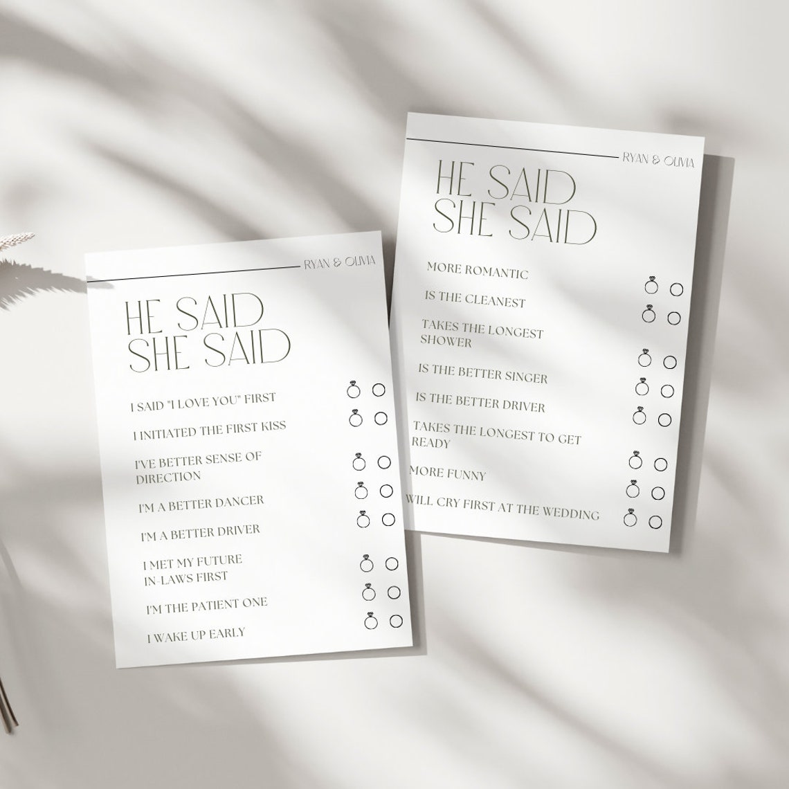 Modern Wedding Shower Games Templates Minimalistic Wedding Games