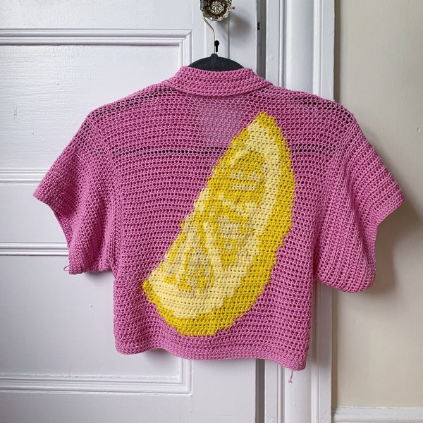 PDF: fruity button up crochet pattern