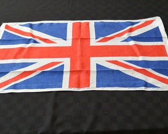 VTG British flag Linen dishtowel souvenir 19x30"