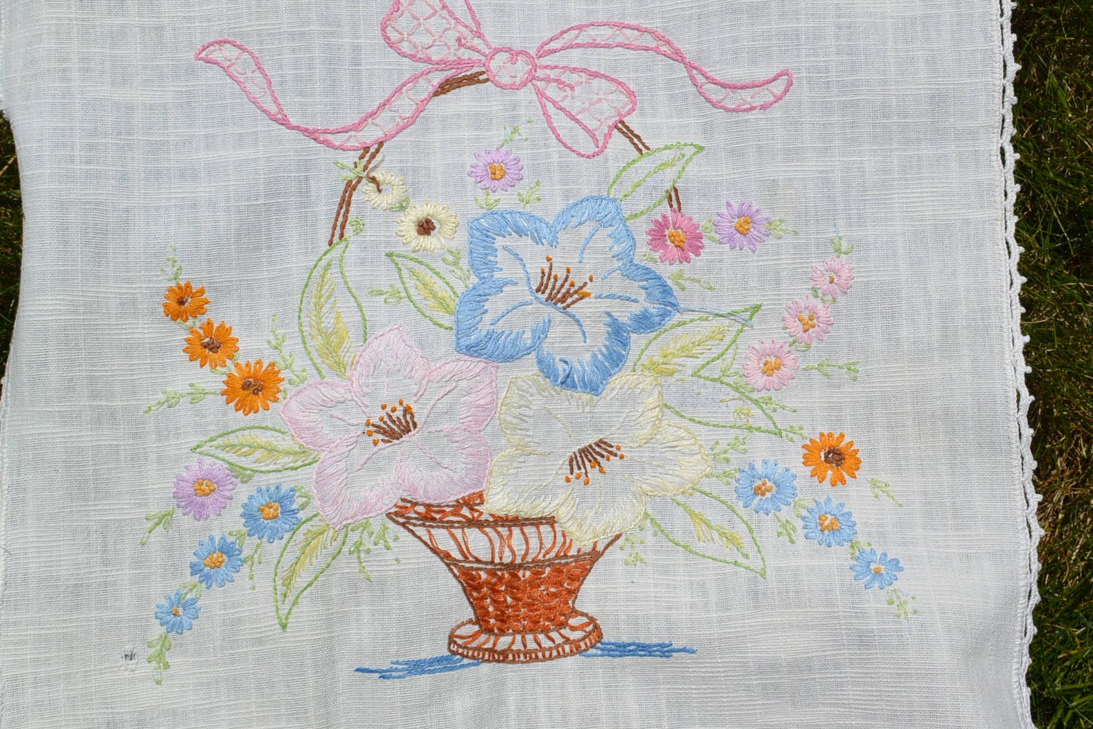 MABLE Linen Embroidered Scarf Top and Pants Set