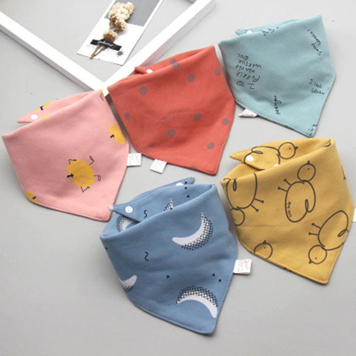 Cotton Bibs Baby Triangle Double Cotton Bibs 5Pcs/lot Etsy