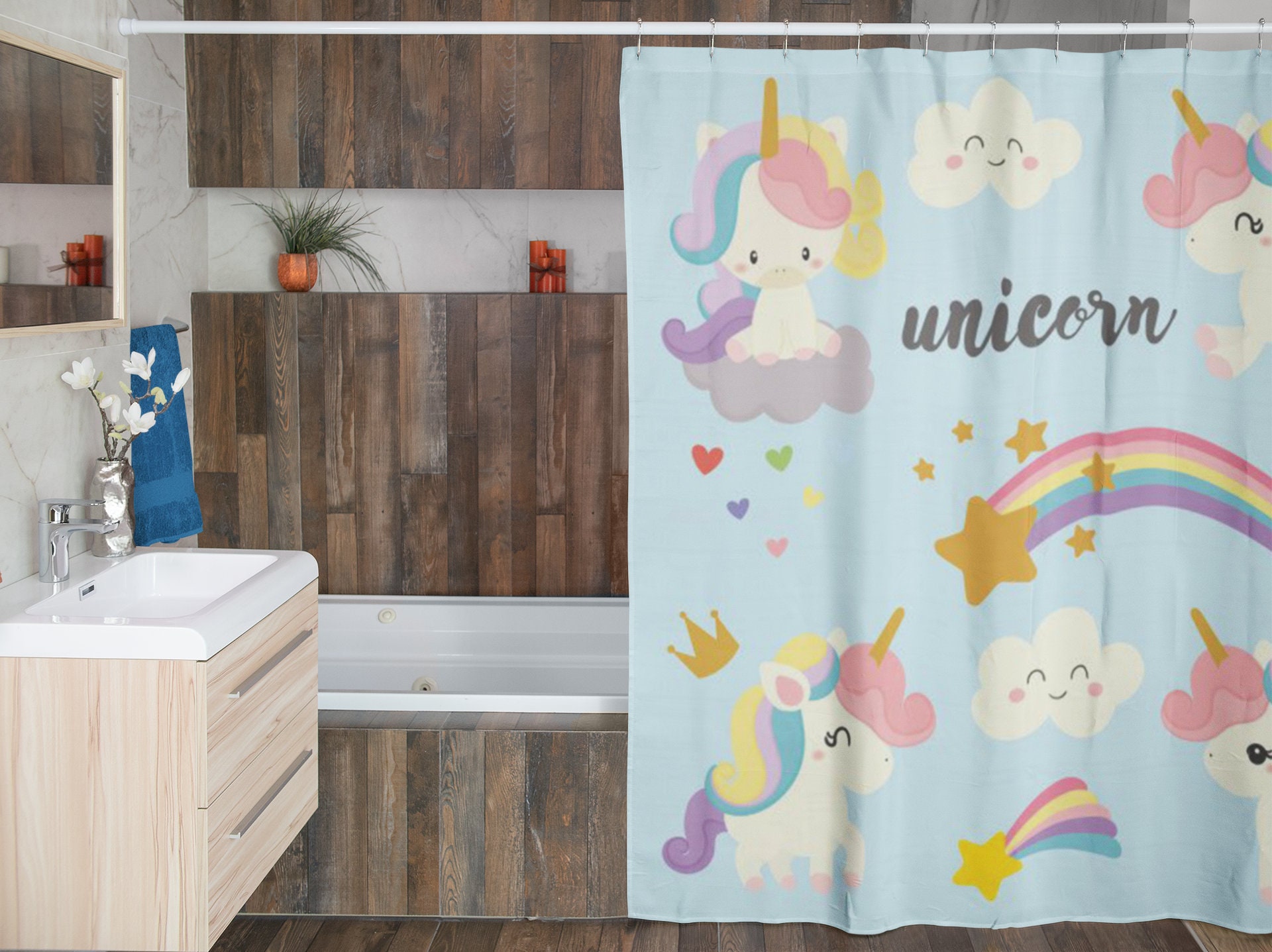 Set Of Cute Unicorn Shower Curtain la diversión de la cortina Etsy