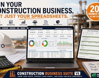 Construction Business Suite | Job Costing, Estimating, Cash Flow & Contractor Management Spreadsheet
