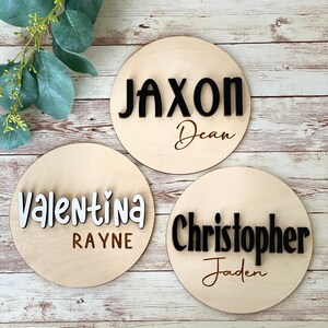 3D Wooden Baby Name Sign: Round Nursery Decor, Baby Announcement