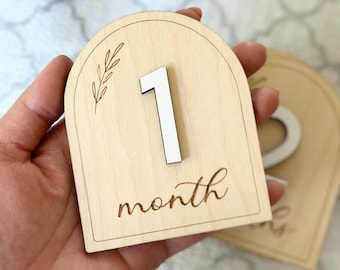Marcadores de hitos mensuales del bebé arqueados: accesorio fotográfico
