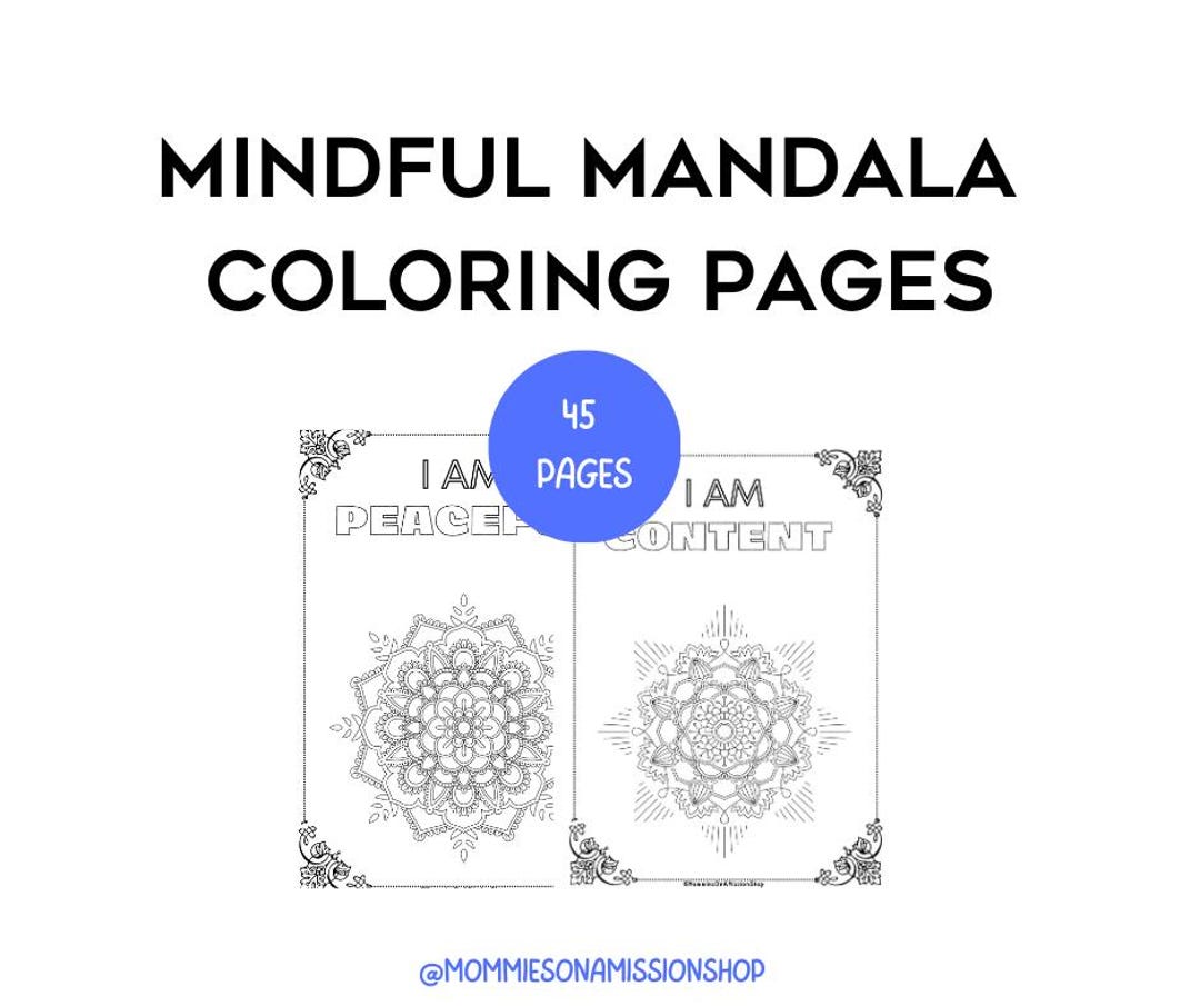Mindful Mandala Printable Coloring Pages | 45 Coloring Pages | Instant ...