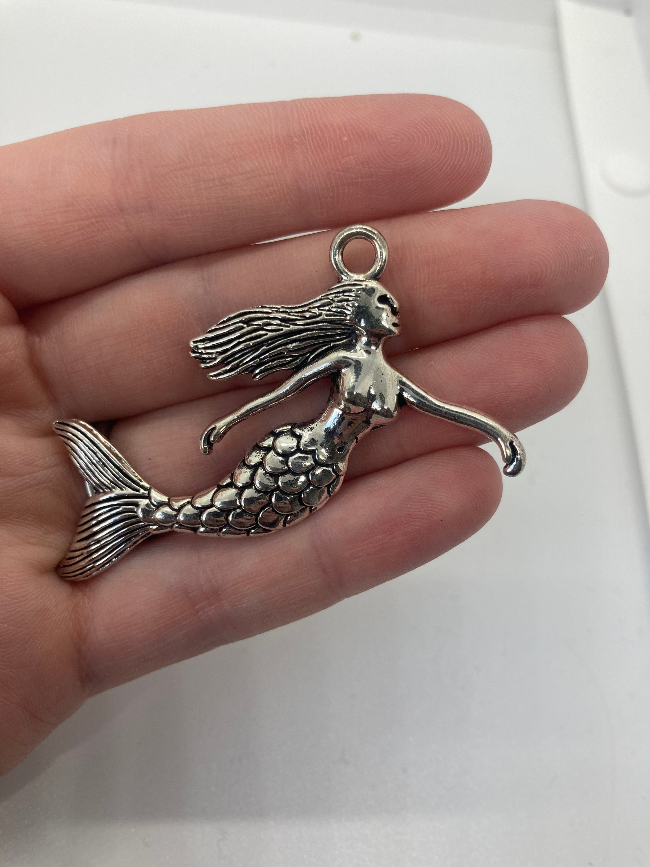 2 large mermaid siren charms necklace charms Etsy