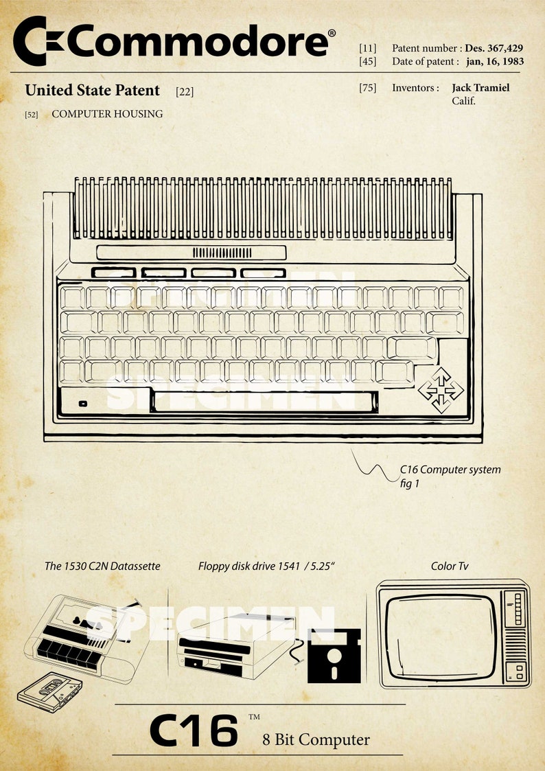 Comodore Computer Drawing Poster Patent Commodore C Plus/4 - Etsy