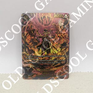 May include: A rectangular One Piece trading card featuring the character Sabo in a dark, fiery setting. The card displays the text Sabo, 6000 power, and game mechanics including a Blocker ability. The artwork shows a central figure in a top hat surrounded by swirling orange and red flames against a dark, textured background.