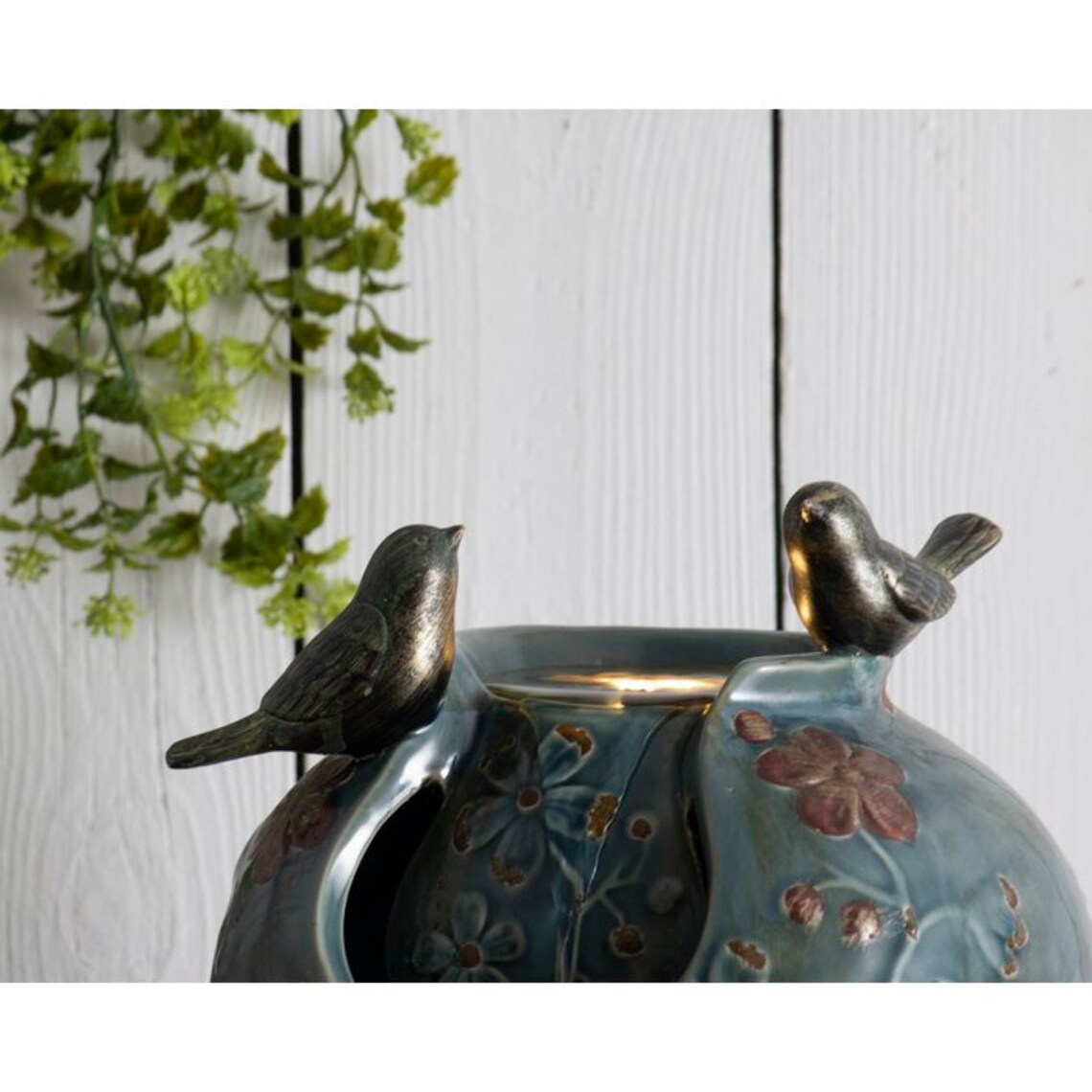 Aqua Ceramic Birds Fountain Etsy