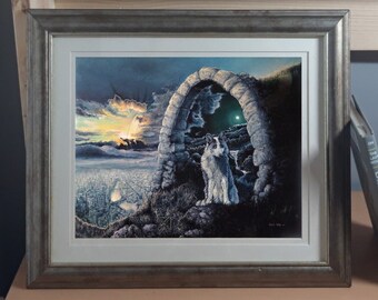 Platinum Fox Art Print | Silver | Landscape | Fantasy | Surreal | Moon | Sunset | Night