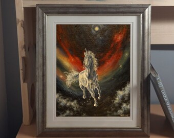 Running Rainbow Unicorn Art Print | Space | Fantasy | Stars