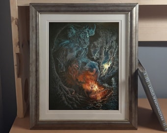Environmental Fire / Destruction Art Print | Endangered Species | Vaquita | Cross River Gorilla | Lobo | Sun Bear | Saola | Phillipine Eagle