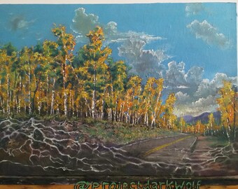 Pando Oil Painting - Quaking Aspen Utah - Forest in Fall Original, Tree Roots