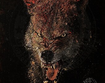 Snarling Wolf Art print | Agonistic / Angry / Agrressive / Defensive | Baring Teeth