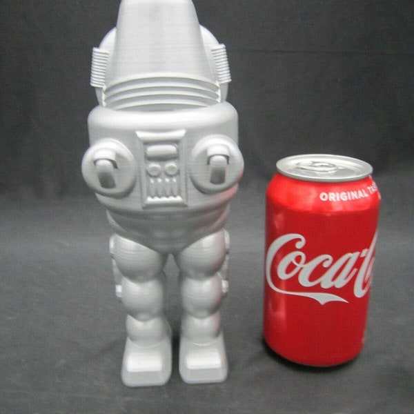Retro Style Robot (Robbie the Robot) 9" Tall (Silver Metallic Finish)