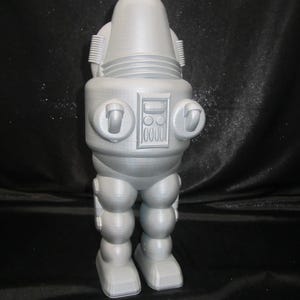 Retro Style Robot (Robbie the Robot) 12&quot; Tall (Silver Finish Non Shiny)