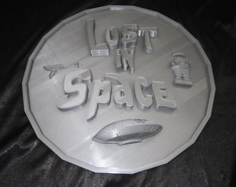 Lost in Space Plaque 3d Wall Art (3D Printed, Silver/Gray) 10" Round