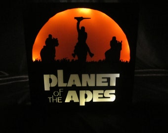 Planet of the Apes Silhouette Shadow Box with Lights (8x8) Prop Logo