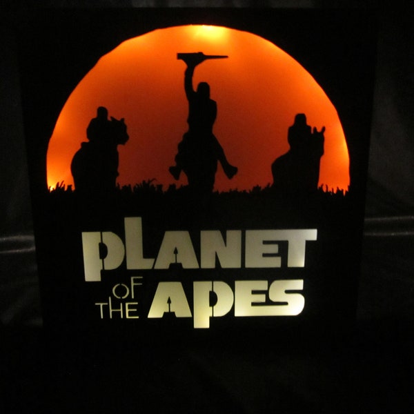 Planet of the Apes Silhouette Shadow Box with Lights (8x8) Prop Logo