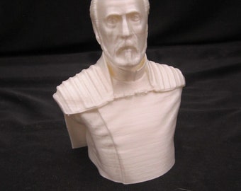 Star Wars Count Dooku Bust (3D Printed White Silk Finish) 4" Tall