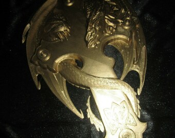 Dragon Cross Medieval Gothic 3d Wall Art (Gold Finish)