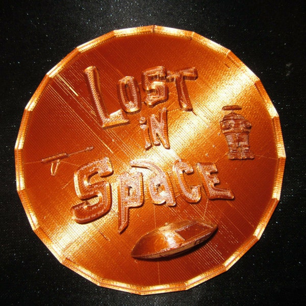 Lost in Space Mini Plaque 3d Wall Art (3D Printed, Copper Finish) 4" Round
