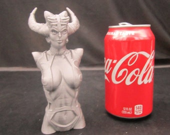 Demoness Bust 6" Tall (Silver Silk) Demon Bust