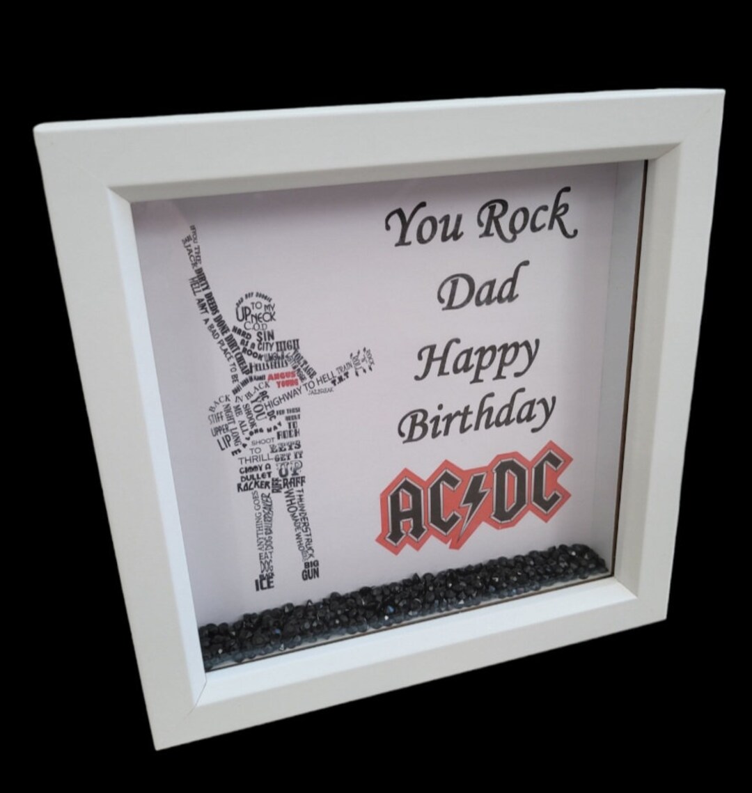 ACDC You Rock Dad Happy Birthday Wordart Gift Box Frame Brand New - Etsy