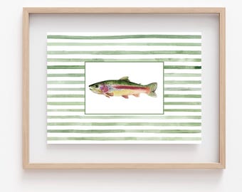 Lucky Catch | colorful fish painting, fish art, coastal art, watercolor painting, fun wall art, fish wall art, home decor, coastal decor art