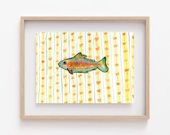 Colorful fish painting | fish art, coastal art, watercolor painting, fun wall art, fish wall art, home decor, coastal home decor, fish decor