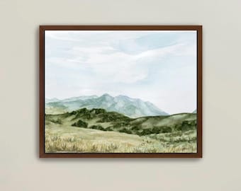 Utah Mountains | CANVAS print, landscape painting, watercolor painting, cottage core art, aesthetic decor, wall art print, calm paint