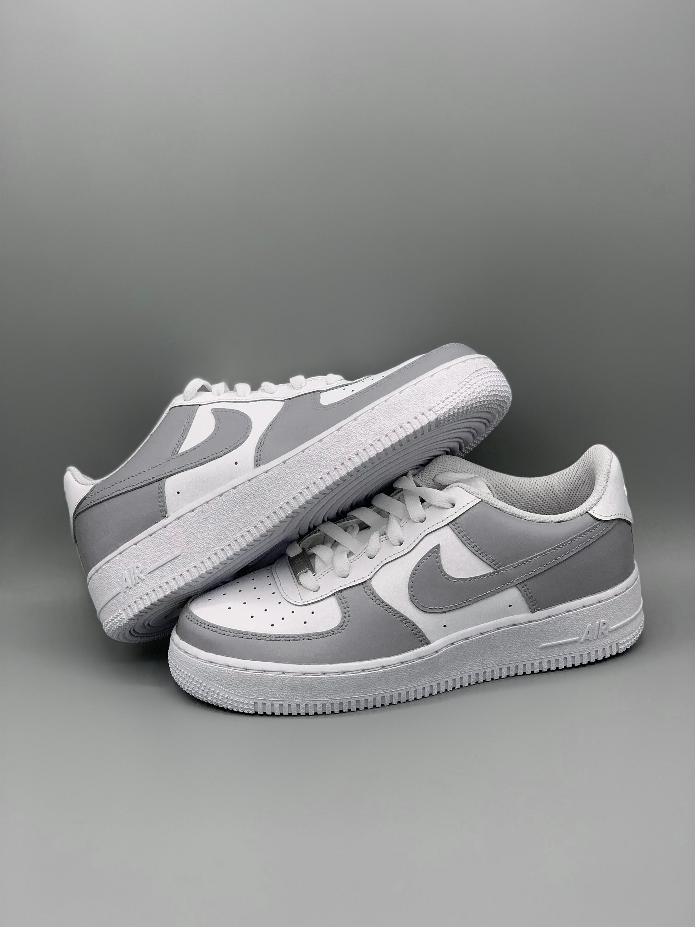 Pre-owned Nike Custom Air Force 1,custom Gray/black Drip Air Force 1,all  Sizes Men/women/kids