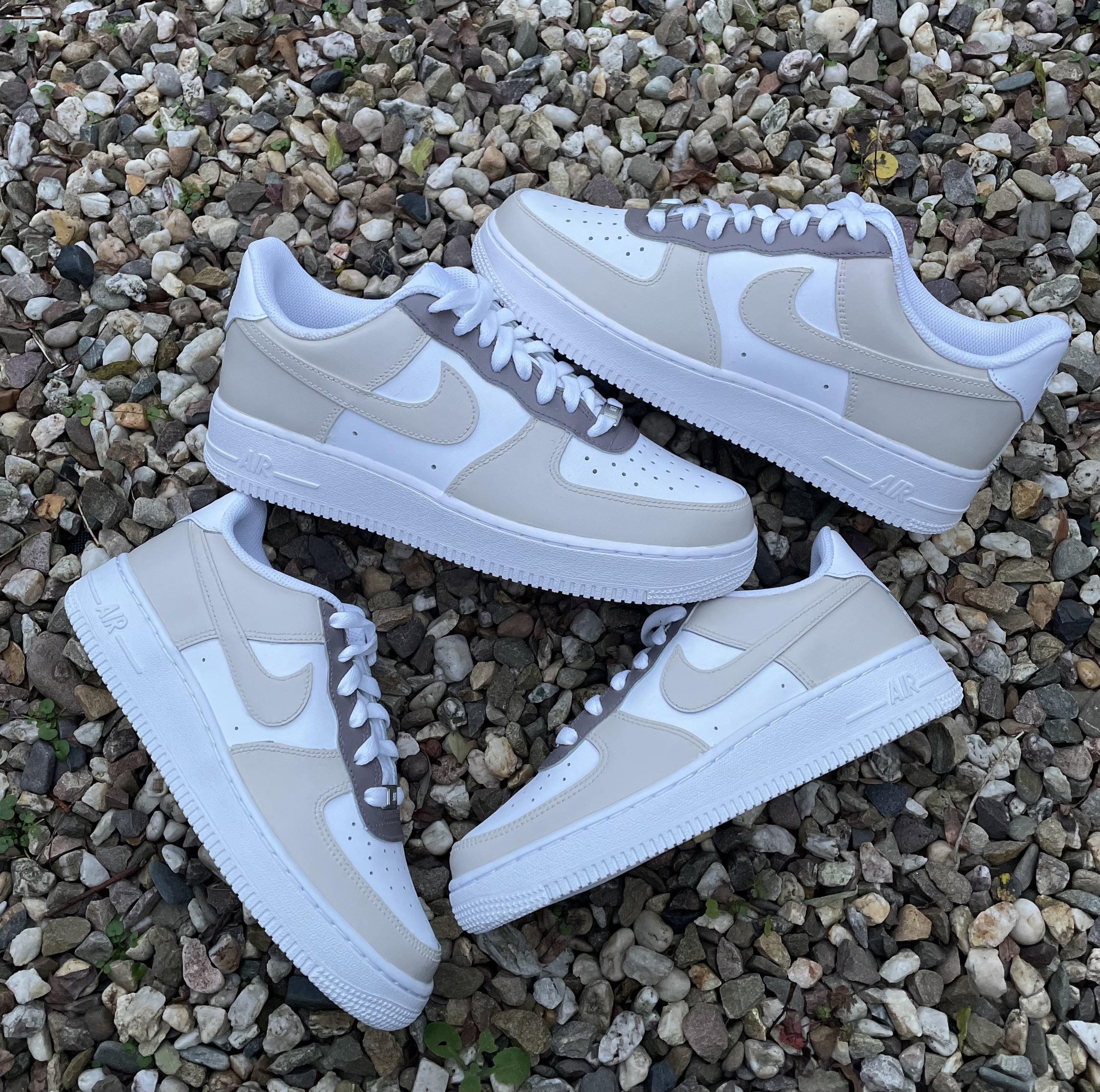 Onophoudelijk Dag Vakantie Nike Air Force 1 Beige Custom - Etsy