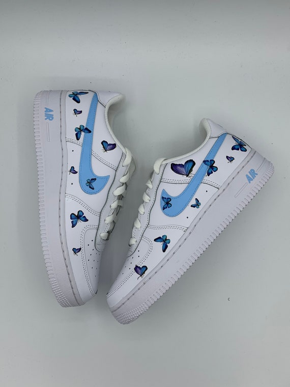 NIKE AIR FORCE 1 with GLITTER BUTTERFLY PRINT DESIGN