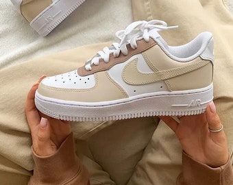 Nike Air Force 1 Beige Custom - Etsy