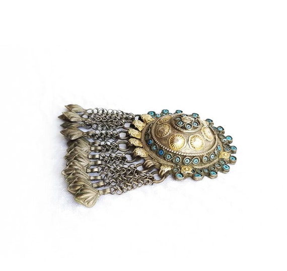 Old Turquoise pendant / dress clasp Ghazni Afghan… - image 2