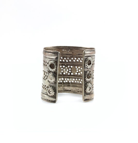 Afghani silver armband, old silver Afghan cuff br… - image 3