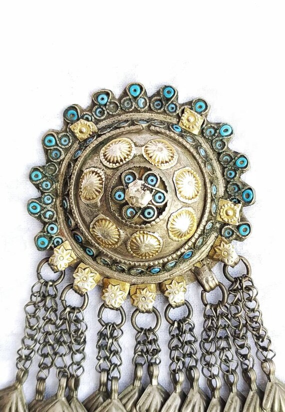 Old Turquoise pendant / dress clasp Ghazni Afghan… - image 5