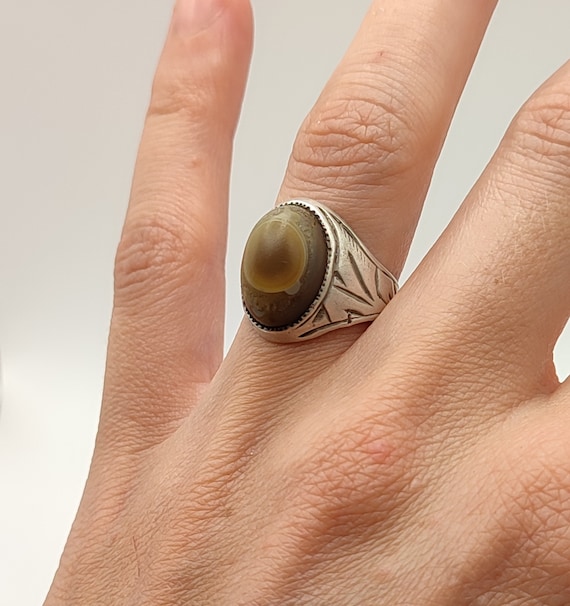 Old Eye Agate silver ethnic ring Quetta Pakistan … - image 10