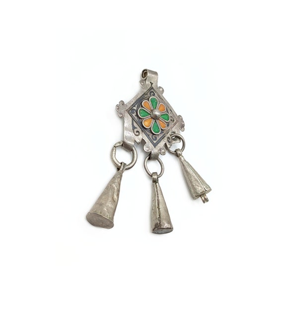Antique Amazigh (Berber) pendant silver and ename… - image 2