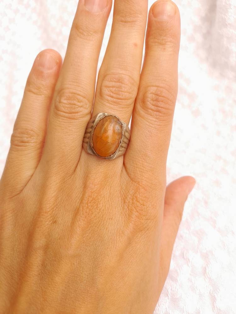 Antique Carnelian Ring Lahore Pakistan Silver Gemstone Pakistani Ring