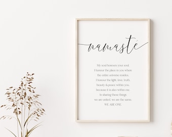 Namaste Definition Print || (Namaste sign, Namaste Printable, Yoga Poster, Namaste Poster, Meditation Print, Minimalist Wall Decor)