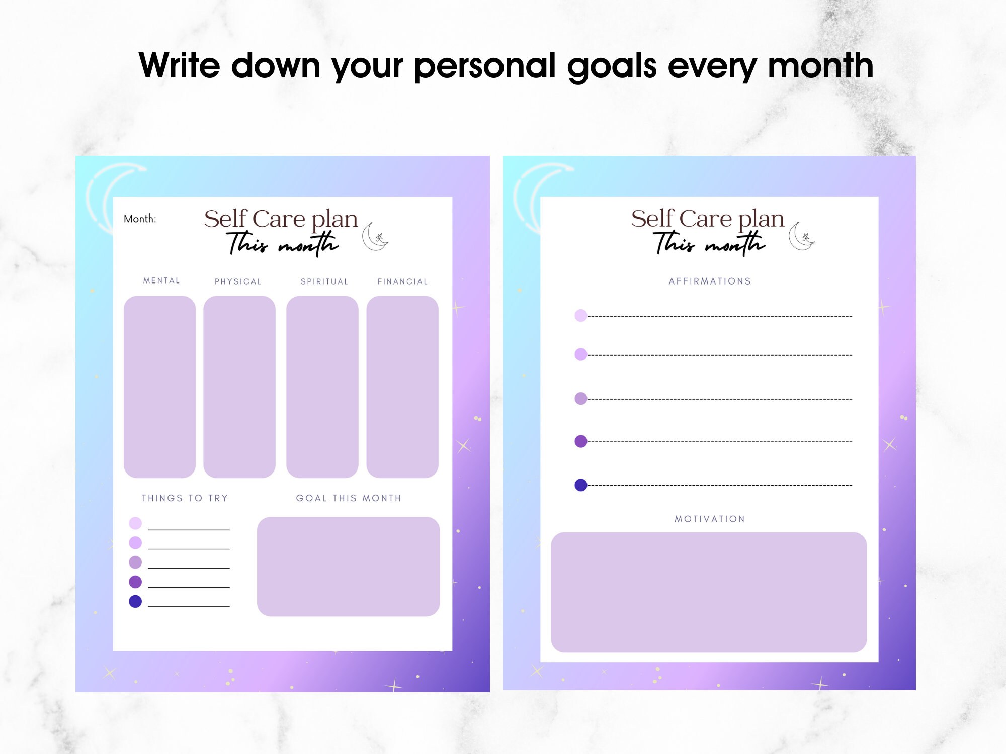 Printable Self Care Journal | Mental Health Planner | Positive ...